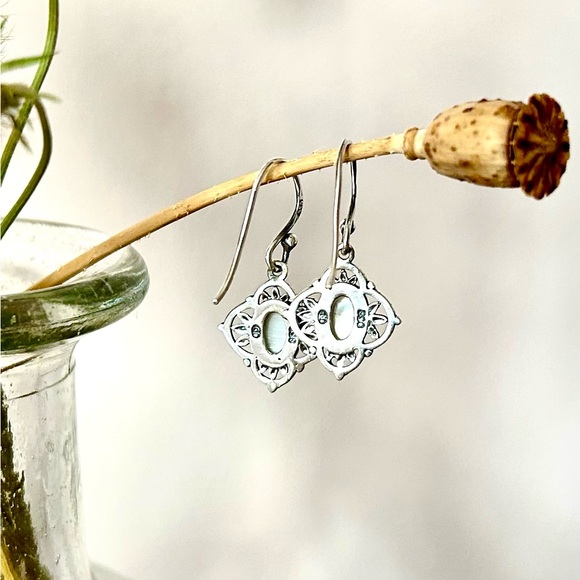 Sterling Silver Moonstone Earrings - Picture 2 of 3